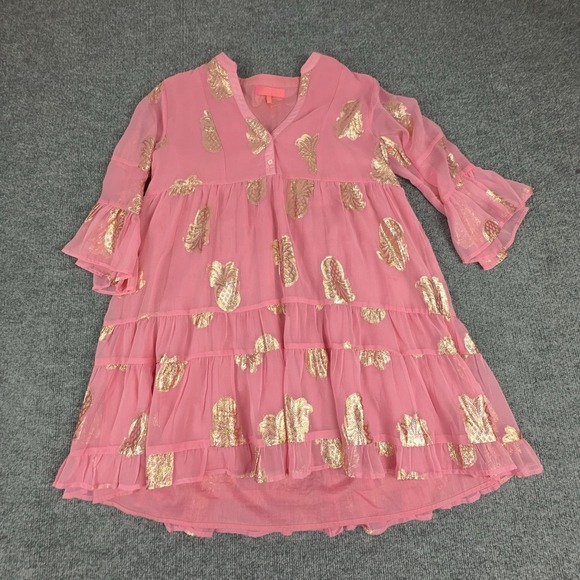 Simply Southern Dresses & Skirts - Simply Southern Dress Womens Medium Pink Pineapple Foil 3/4 Bell Sleeve Boho